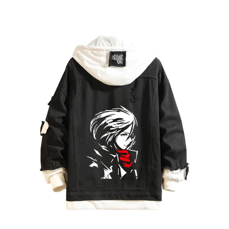 Factory Attack on Titan Jeans Jacket Scout Regiment Cosplay  Coat Eren Jaeger Hooded Sweatshirt Coat Men Trucker Jacket
