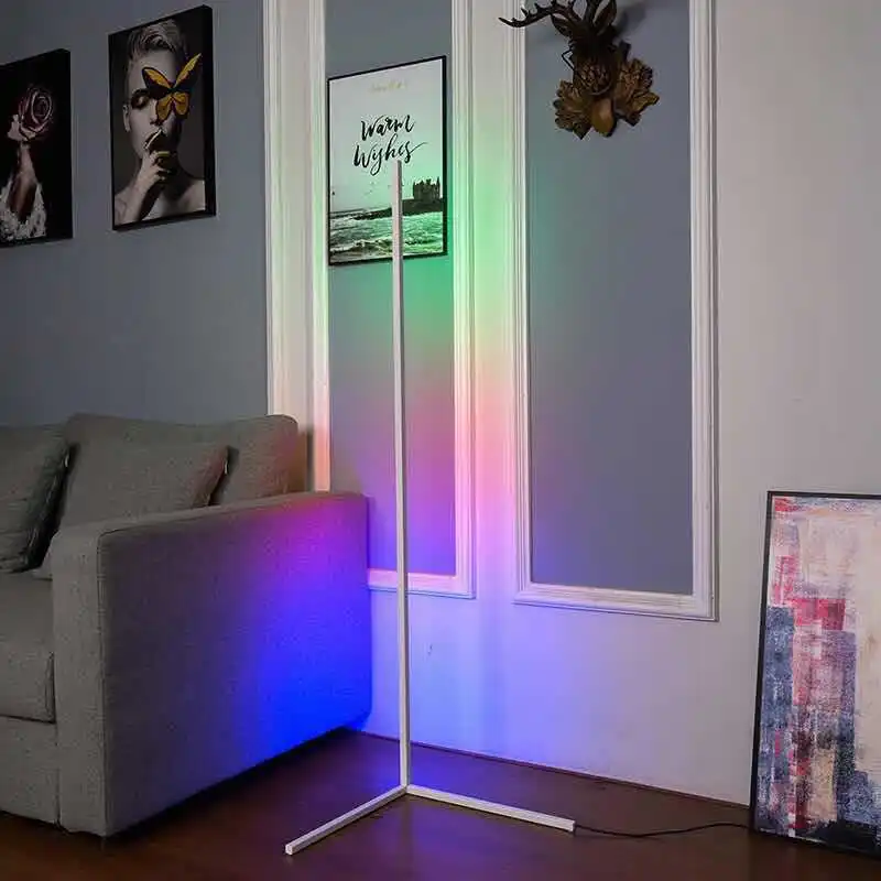 LED Simple Modern Remote RGB Living Room Corner Standing Bedroom Colorful Floor Lamp Corner Led Floor Light