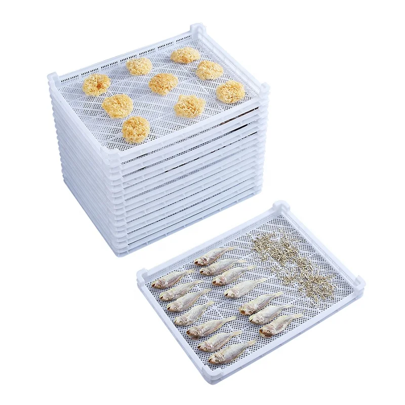 Manufacture Cheap Price Hdpe Food Grade Stackable Plastic Drying Tray for Dehydration Fruits / Vegetables Seafood /fish