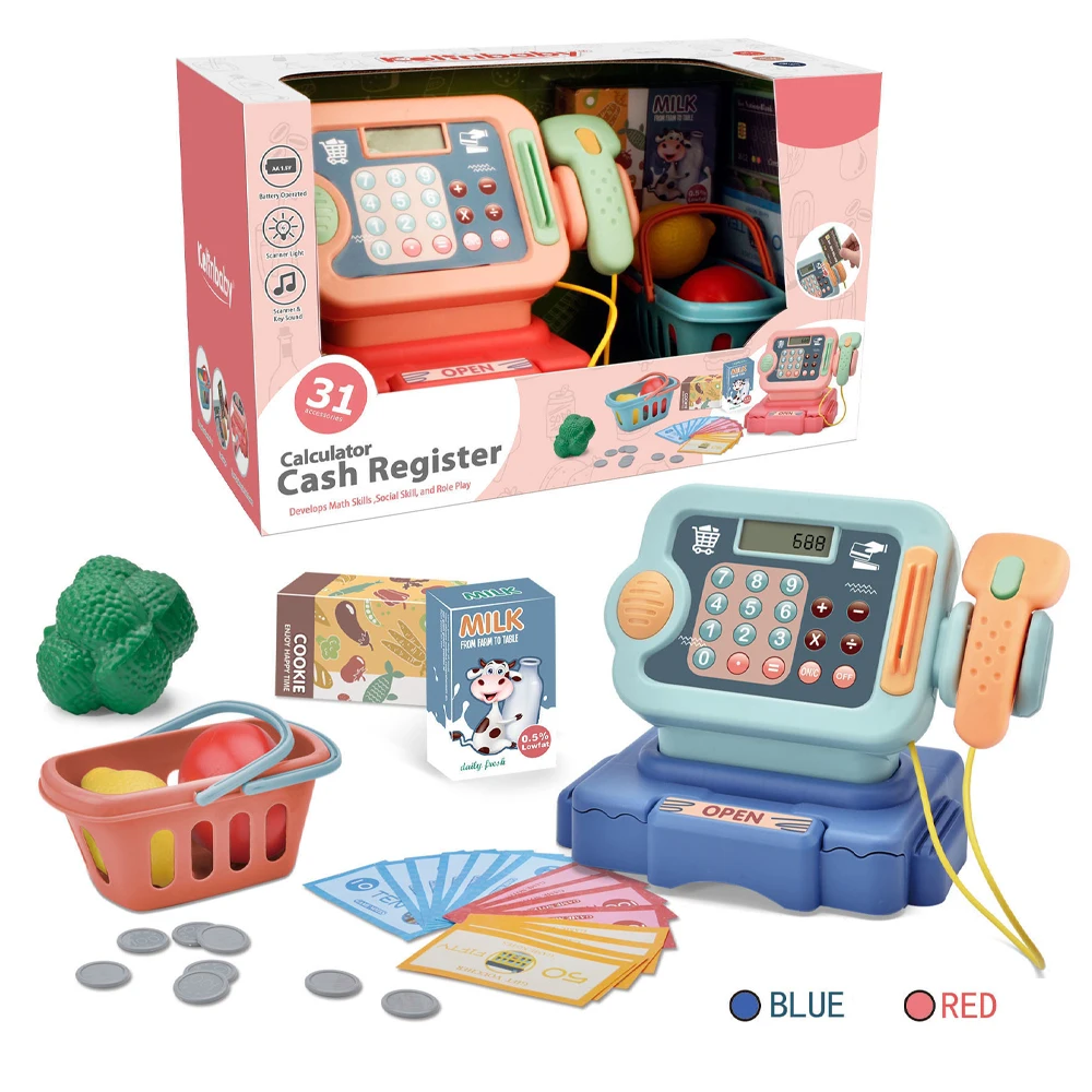 Plastic Cash Register Toy Fun Pretend Play for Kids