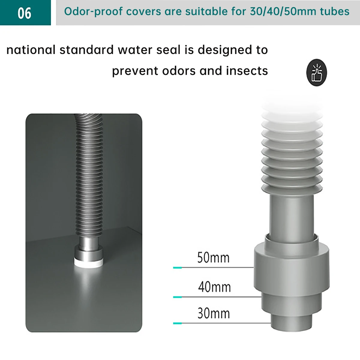 201 stainless steel national standard water seal is designed toprevent odors and insects drain pipe704-7