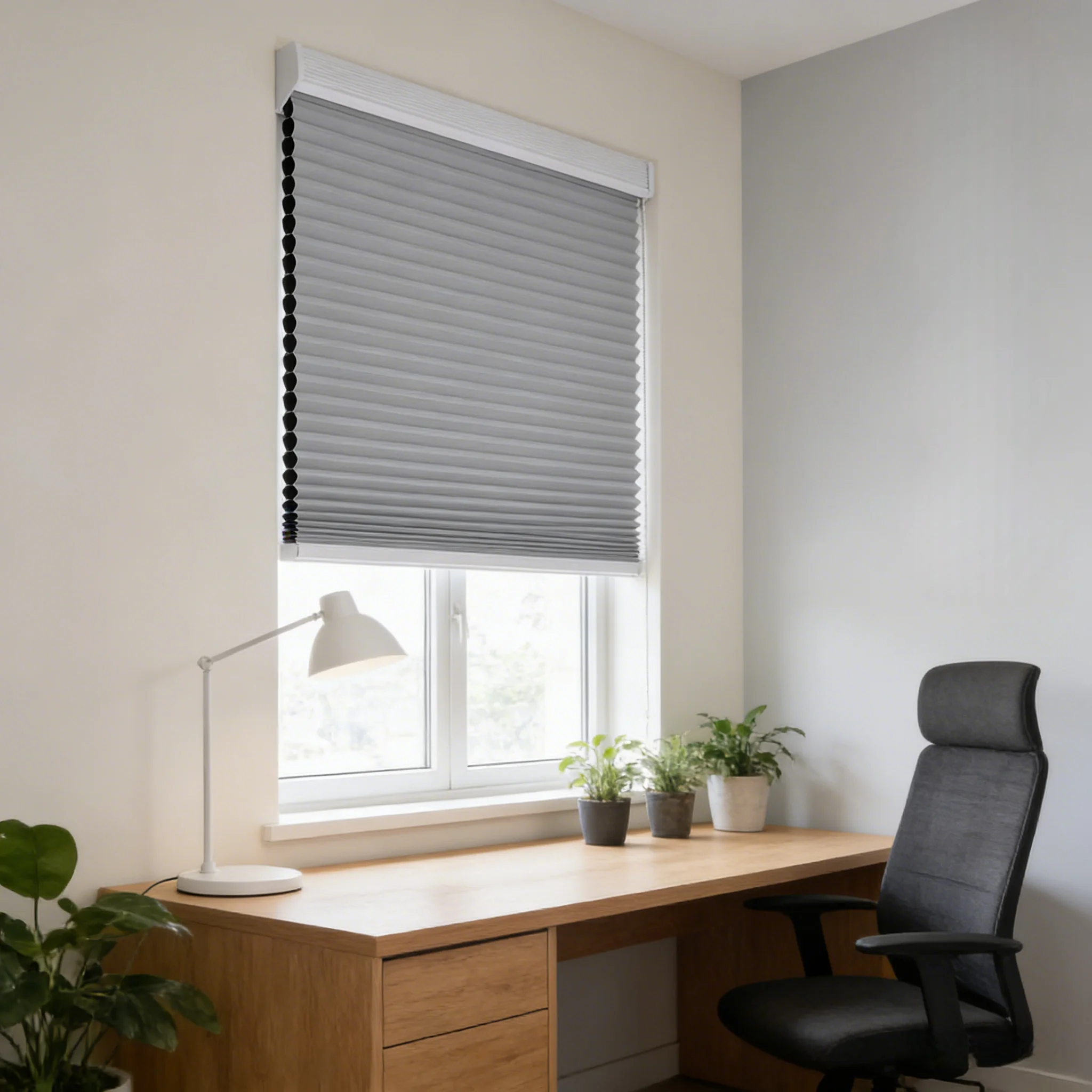 มู่ลี่รูปทรงรังผึ้งแบบปรับแต่งได้ บังแสงสนิท กันความร้อน และฉนวนกันความร้อน สำหรับหน้าต่างห้องทำงานและบ้าน