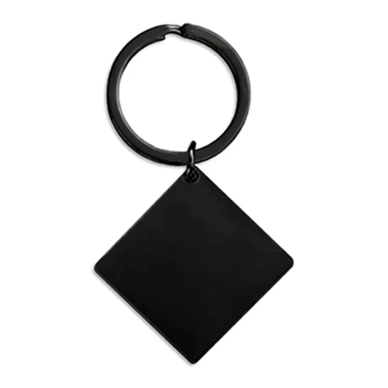 2024  DIY Laser Logo Keyring Blank Square Stainless Steel Keychain