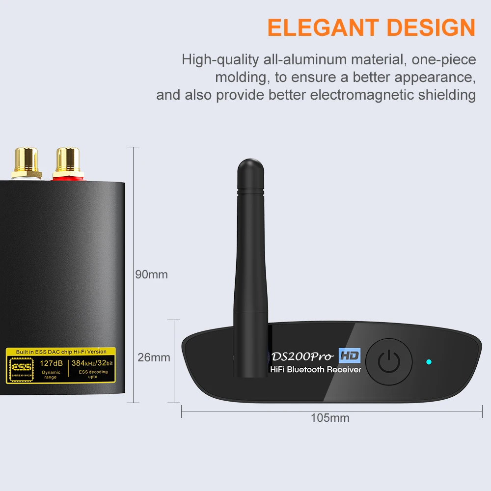 1Mii Bluetooth レシーバー　Ds200Pro 1Mii DS200Pro RCA & 光出力Bluetooth 5.2アダプター121dB