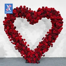 Promise Hot Sale Wedding Flower Arch Arrangement Heart Red Artificial Flower Arch For Wedding