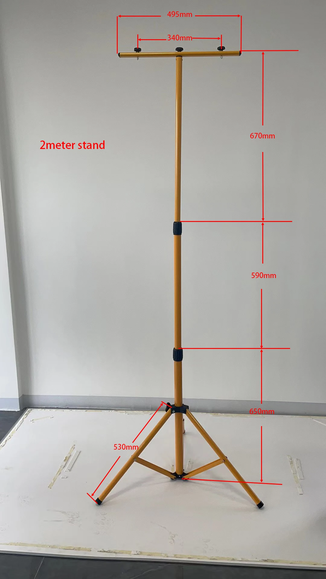 1.6M 2M 3M Yellow Metal Support Custom Black Red S Shape Type Floodlights Projector Triangle Bracket Tripod Holder Stand.