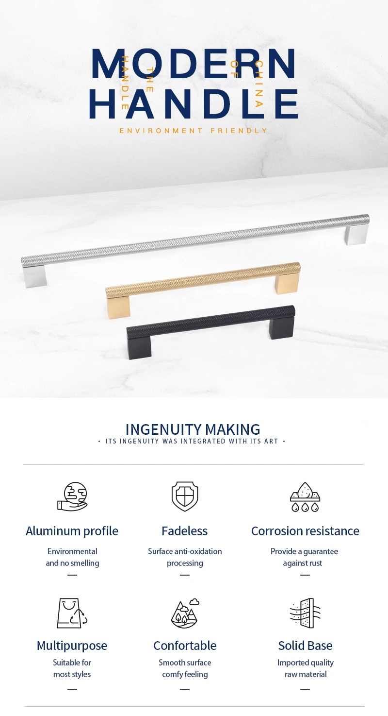 Aluminum Profile Alloy Drawer Pull Modern Kitchen Cabinet Handle ...