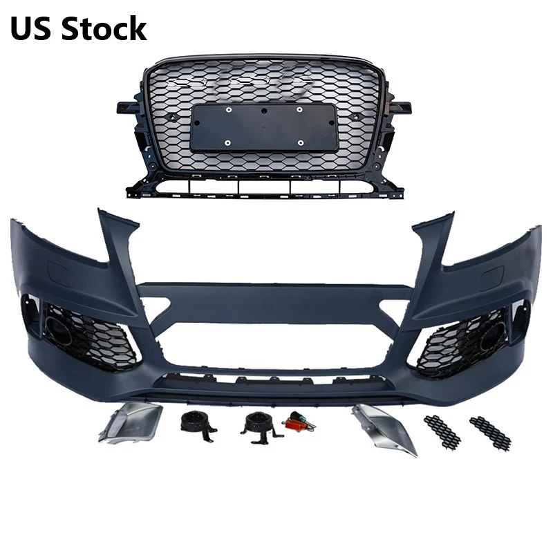 RSQ5 Style Complete Front Bumper Kit With Grill – Fits 2013–2015 Audi Q5 SQ5 S-Line Quattro, Aftermarket Custom