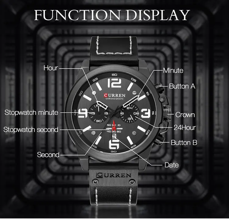 Curren relógio de pulso masculino, 8314, marca de luxo, moda, relógios de quartzo, casual, data, negócios, relógios masculinos