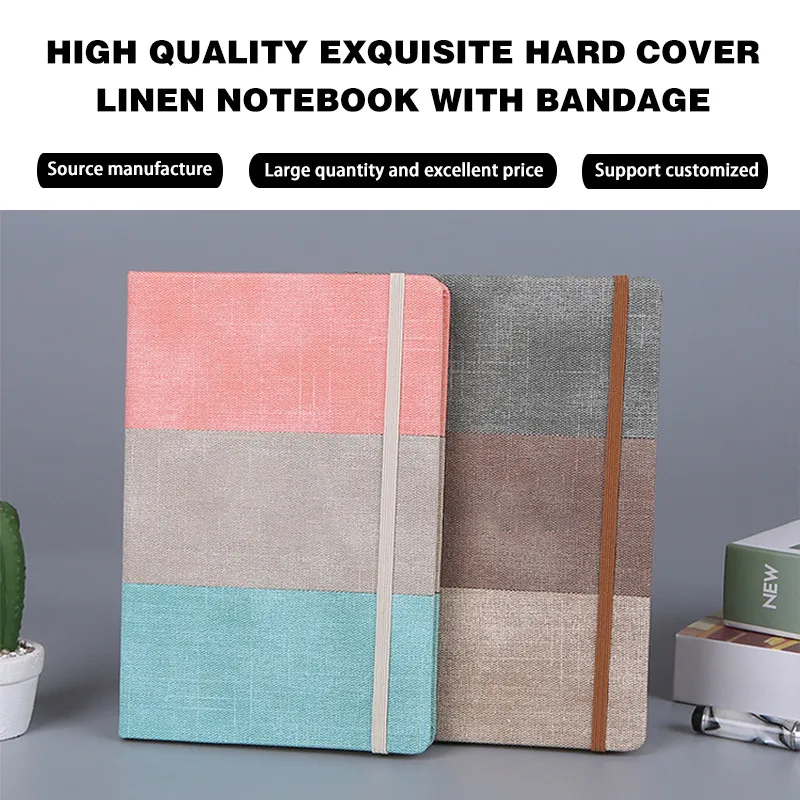 Custom exquisite pu leather casebound binding portable notebook with pen holder