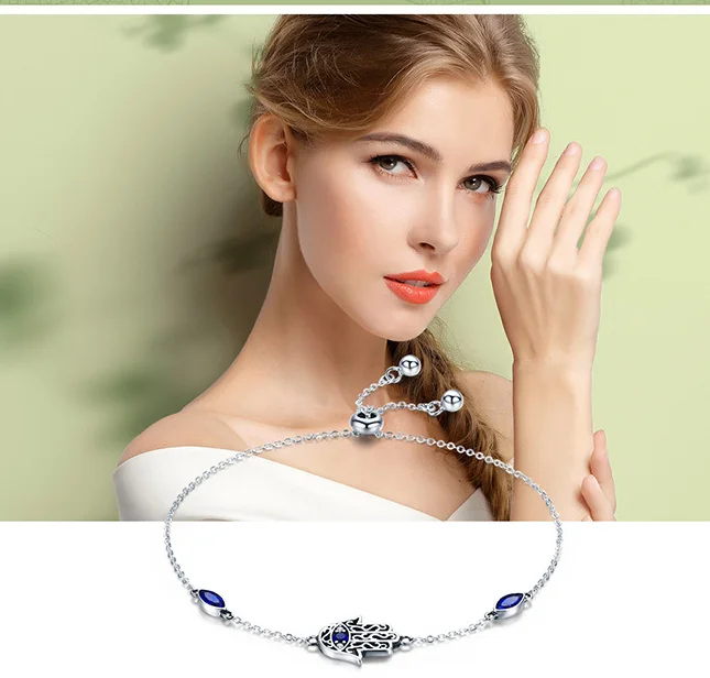 Sterling Silver 925,Hamsa Hand Bracelet 