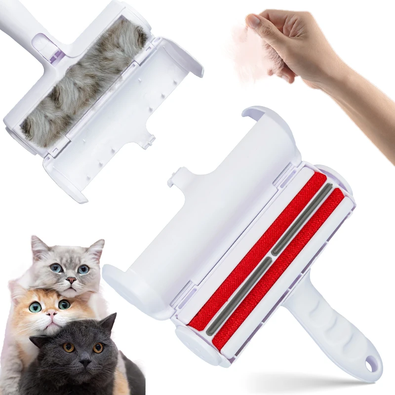Custom Logo Self Cleaning Chom Reusable Dog Cat Pet Hair Remover Brush Lint Roller Pet Fur Hair Remover for Pets Cleaner Brush