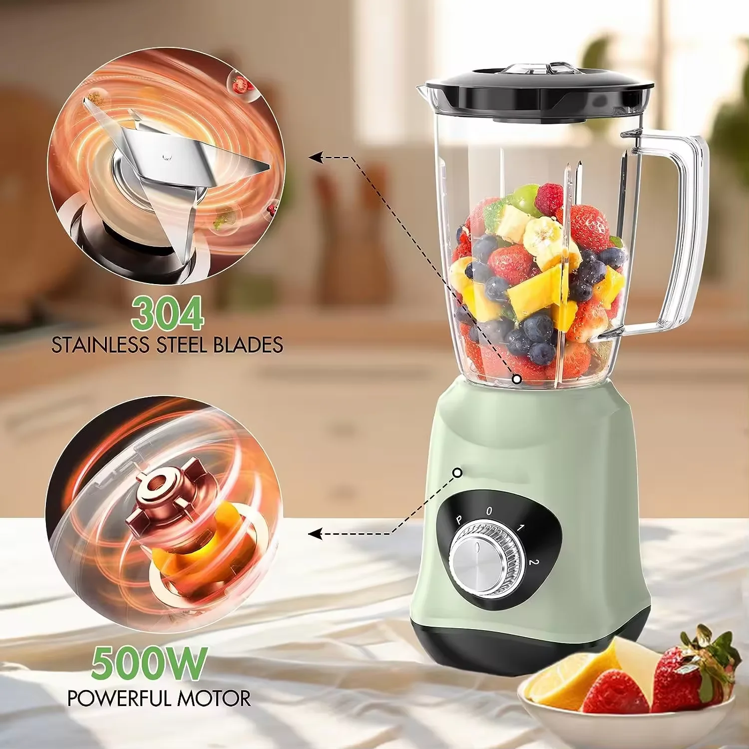 Commercial Food Chopper Fruit Mixer Blender Machine Grinder Juice Smoothies  Blenders for Kitchen