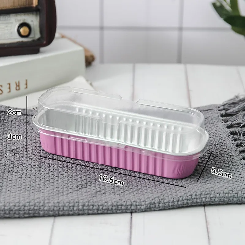 Mousse Cake Packaging Box Rectangular Aluminum Foil Dessert Transparent Containers Bakery Food Cheese Boxes