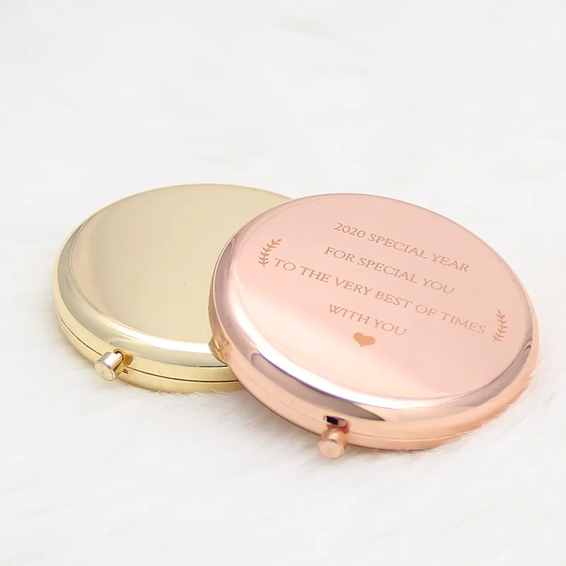 Personalized Compact Fold Name Pocket Mirror for Wedding Bride Bridesmaid Bridal Party Gift Custom Rose Gold Mirror With Name