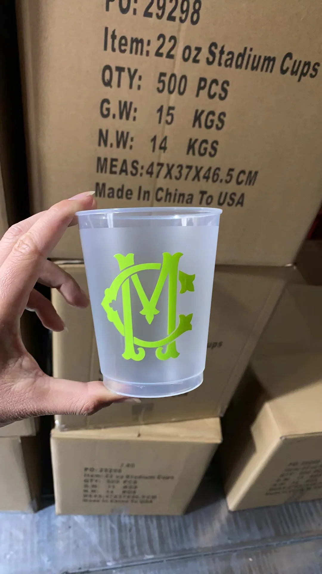 Custom logo Printing 16oz Reusable Frosted Plastic Stadium Cups for Wedding
