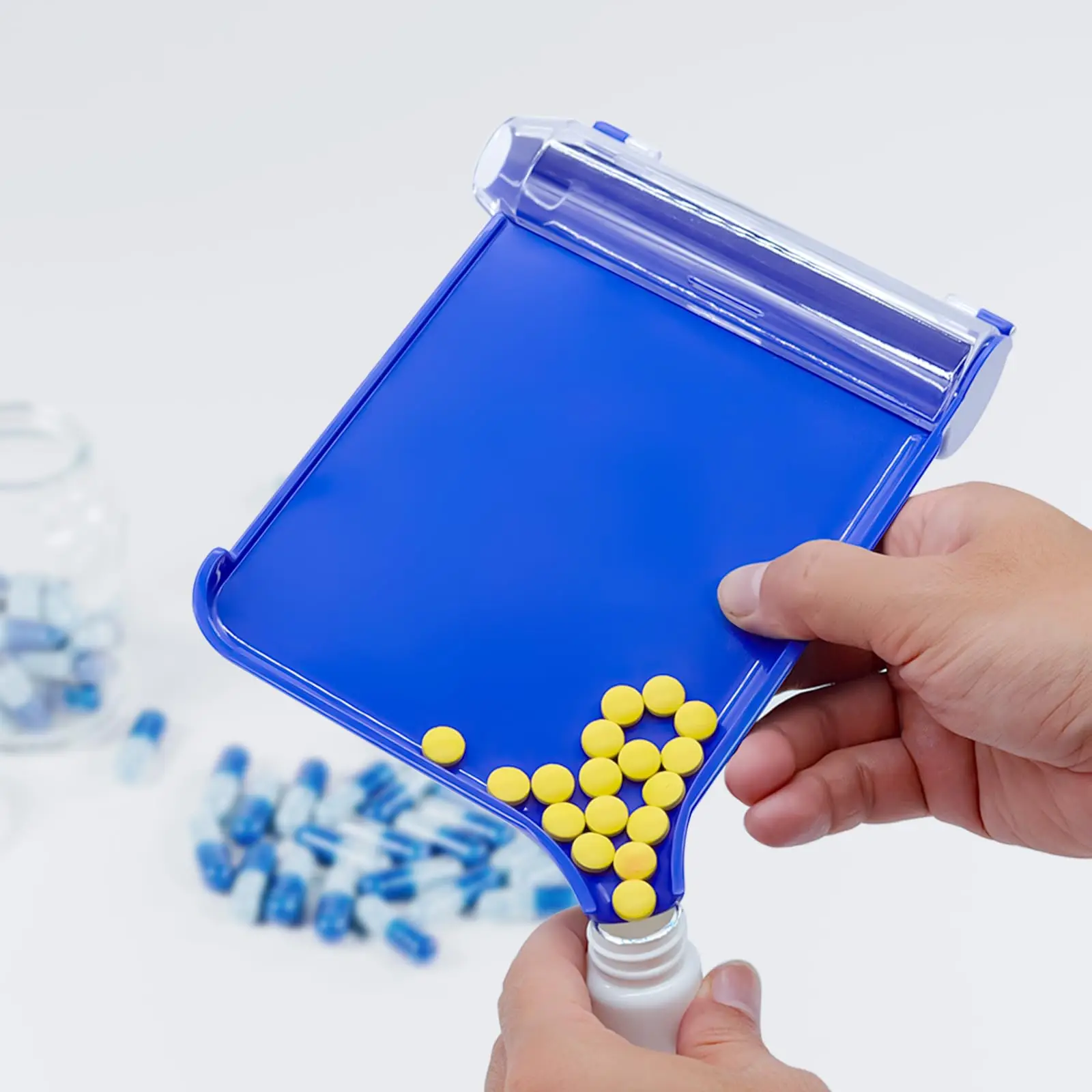 Pill Dispensing Counting Tray Pill Counter With Stainless Steel Spatula Pill Tray & Spatula for Tablets