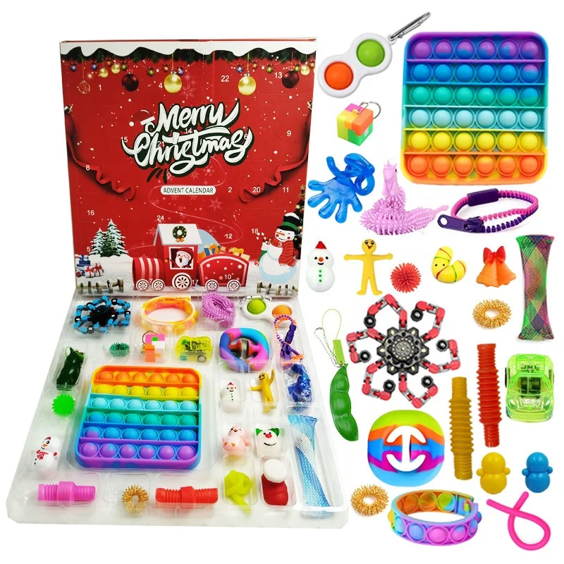 2024 Wholesale Blind Box Fidget Advent Calendar Sensory Set Toy Kid Gift Popper Fidget Advent Calendar Mystery Box Fidget Pack