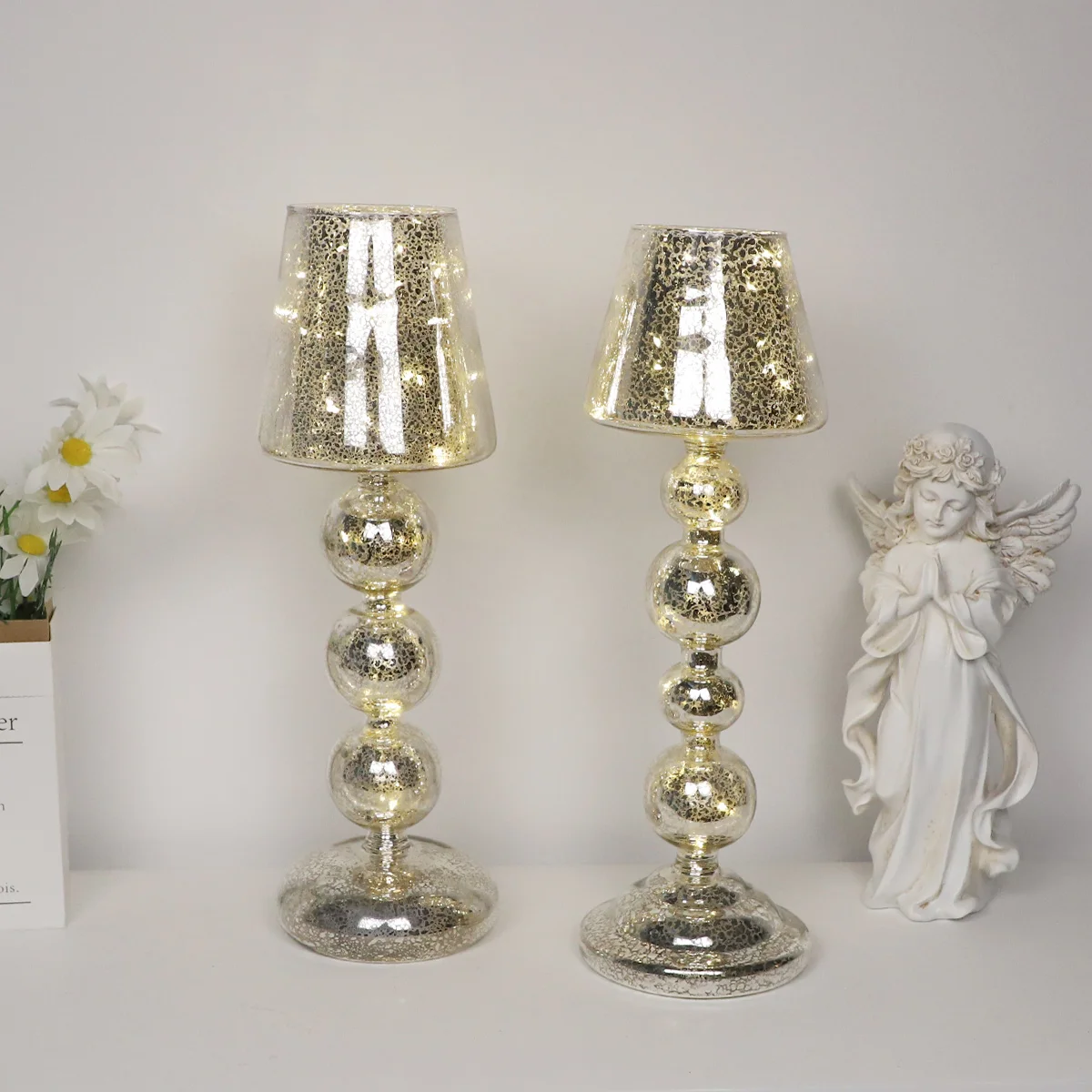 Luci di Lanterne da Interno con Batteria Lucida di Alta Qualità Vetro LED Lampada da Tavolo per Sala da Starre con Vetro Colorato Personalizzato