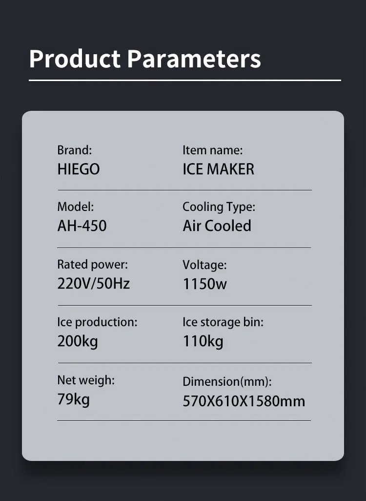 200kg/24h Commercial Ice Cube Maker Ice Maker Machine Automatic Ice