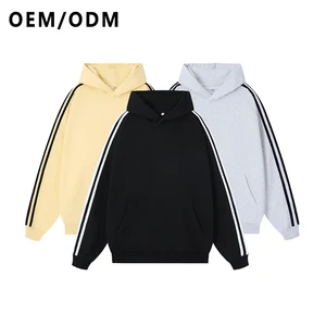 Old Money Men Hoodies With Stripe Color Collision 420g Vintage Soft and Delicate Loose Cotton Hoodie