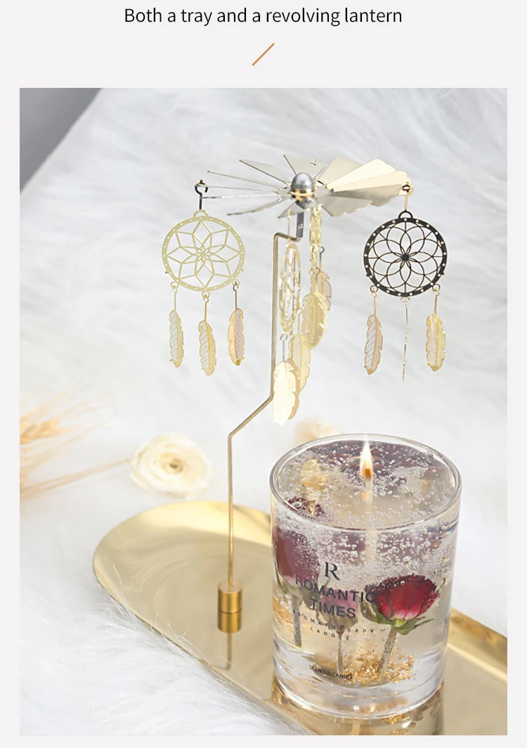 Tray Candlestick Spinning Rotating Tealight Candle Stand Holder Candle