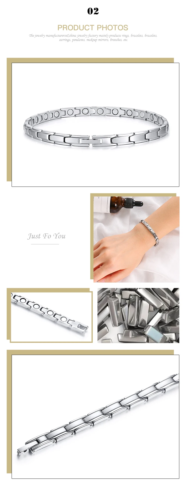 Wholesale Fashion simple golden stainless steel rose gold magnet ladies bracelet SBRM129