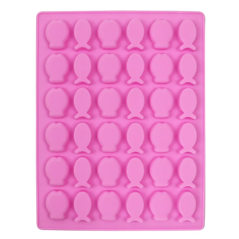 New Arrival  BPA Free Lovely Design  36 Cavities Mini  Fish Shaped  Silicone Gummy Candy Molds