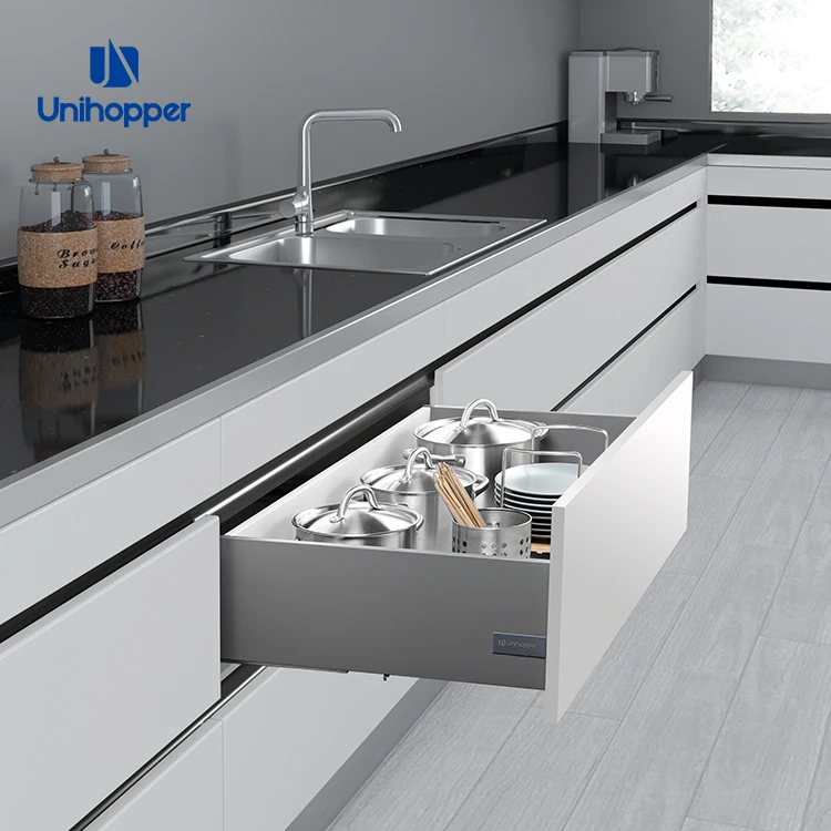 Unihopper Factory H170 Full Extension with Rebound Kitchen Cabinet Undermount Slim Drawer Magic Box