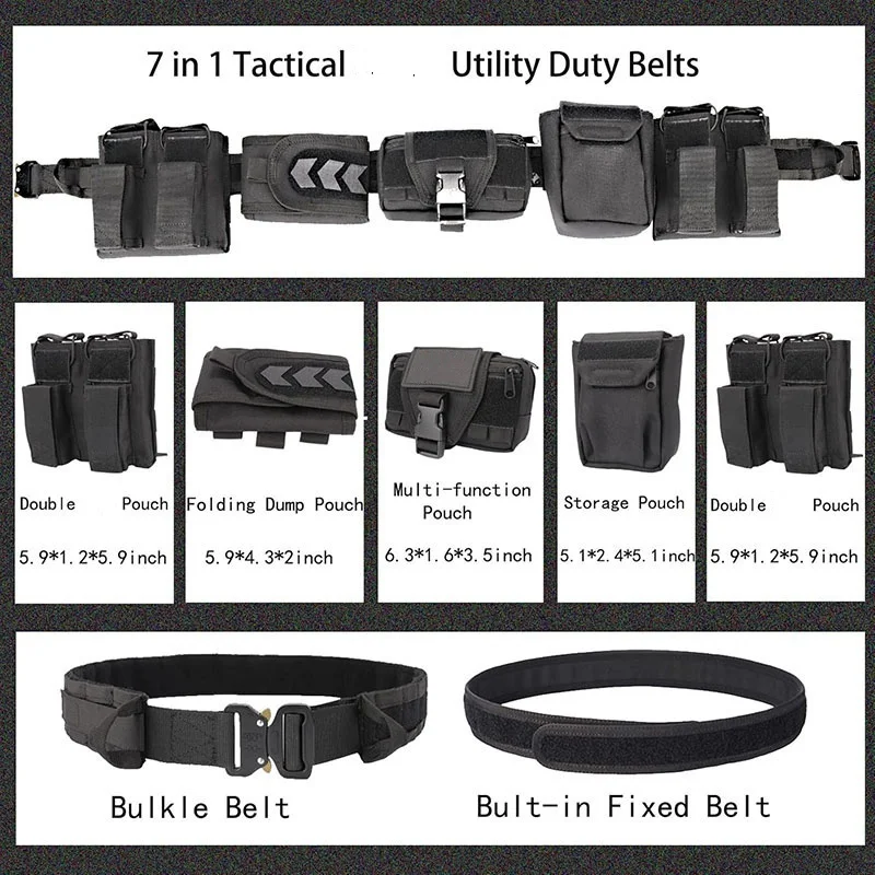 Adjustable Modular Equipment High Density Material Tactical Belts for Men Tactical Heavy Duty Belts Utility Belt with Pouches