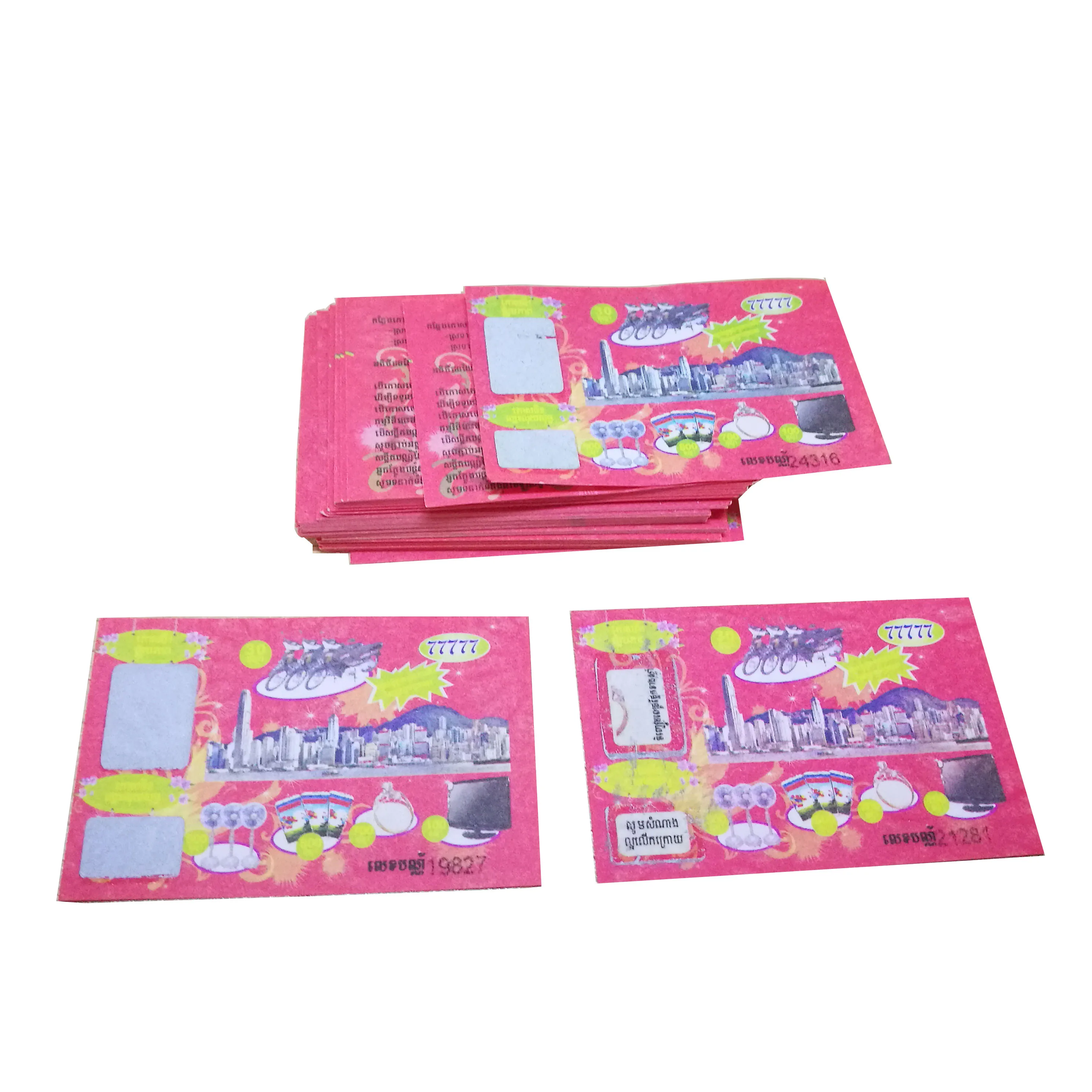 High-quality Watermark Embossed Sratch off Lucky Draw Win Card/voucher/paper/coupon for Promotion