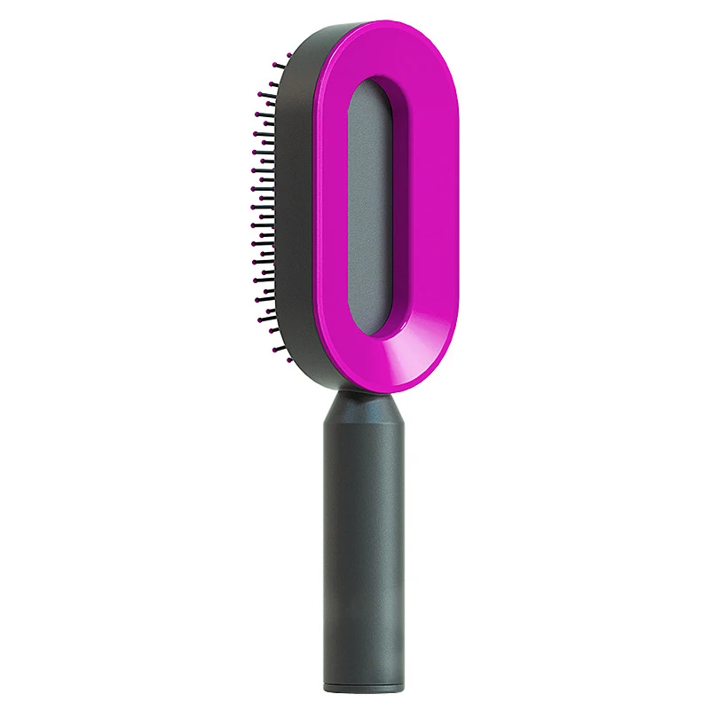 High Quality Self Cleaning Hair Brush For Women Onekey Cleaning Round