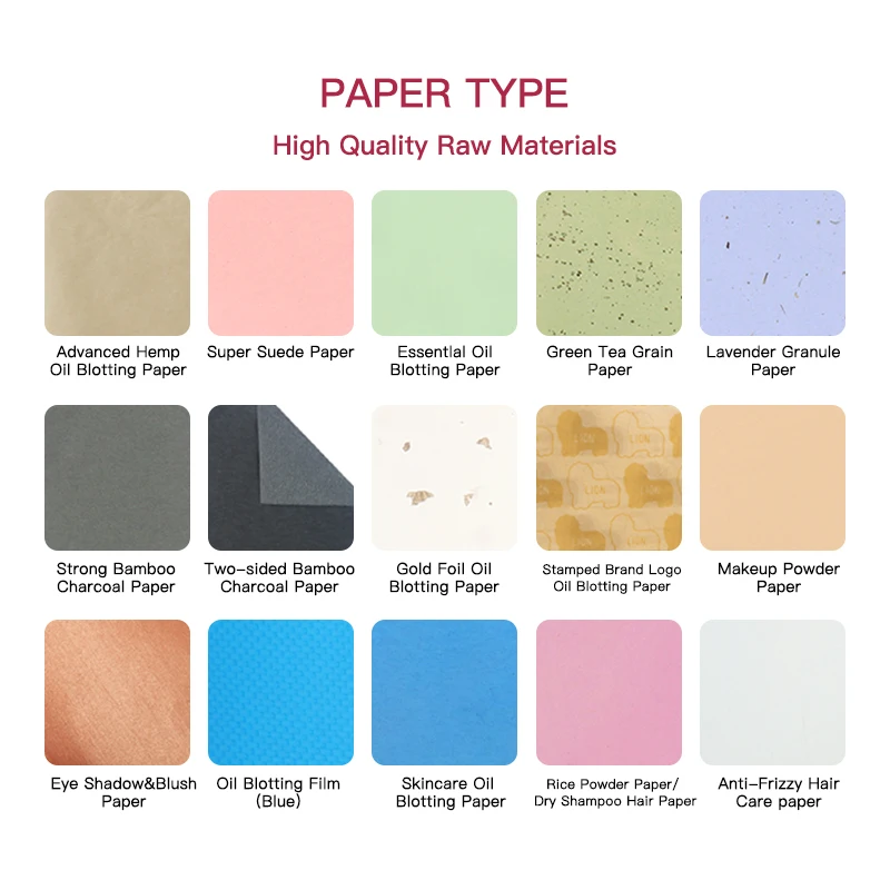Custom logo Oil Blotting Paper with Puff Mirror case Rice Paper Makeup Oil Absorbing Sheets