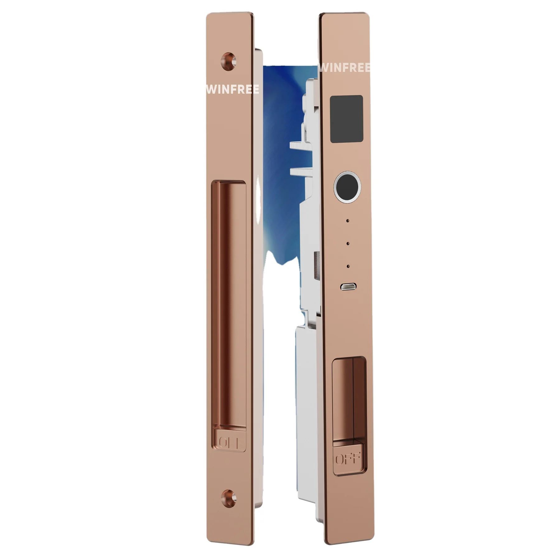 Security Set Fingerprint Tuya App Glass Slide Aluminum Alloy Sliding Door Smart Lock