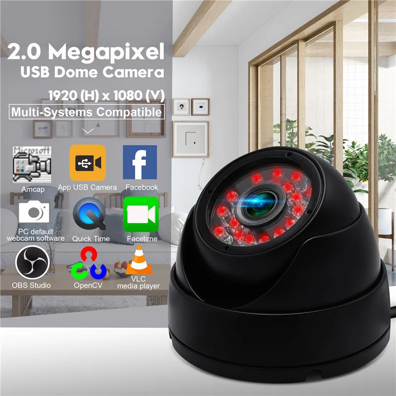 ELP OEM 2mp  OV2710 Sensor Free Driver Outdoor Waterproof 1080P Usb Night Vision Camera