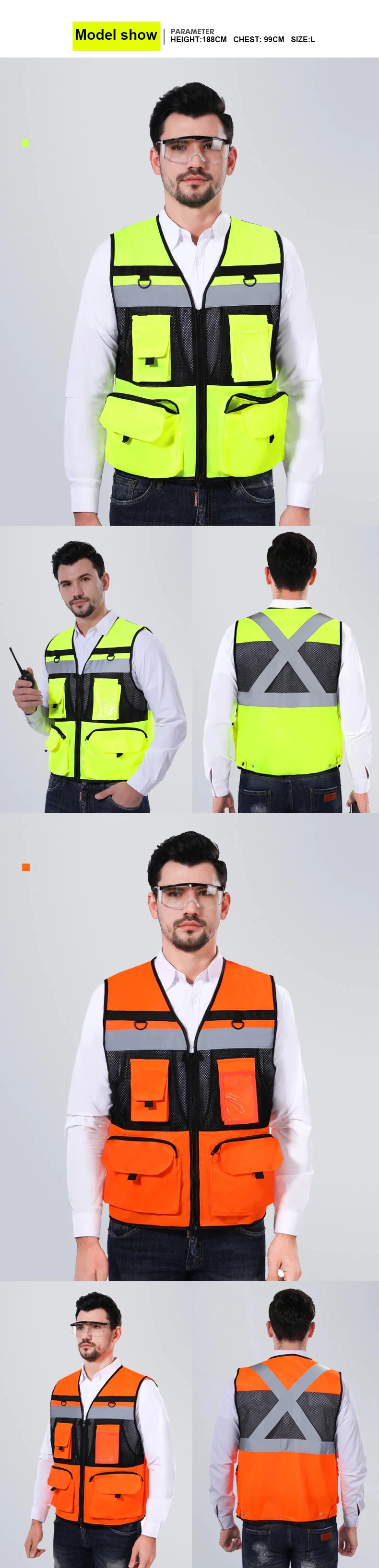 High Visibility Reflective Vest Working Clothes Motorcycle Cycling Sports Outdoor Reflective Safety Clothing Safety Coat for Car
