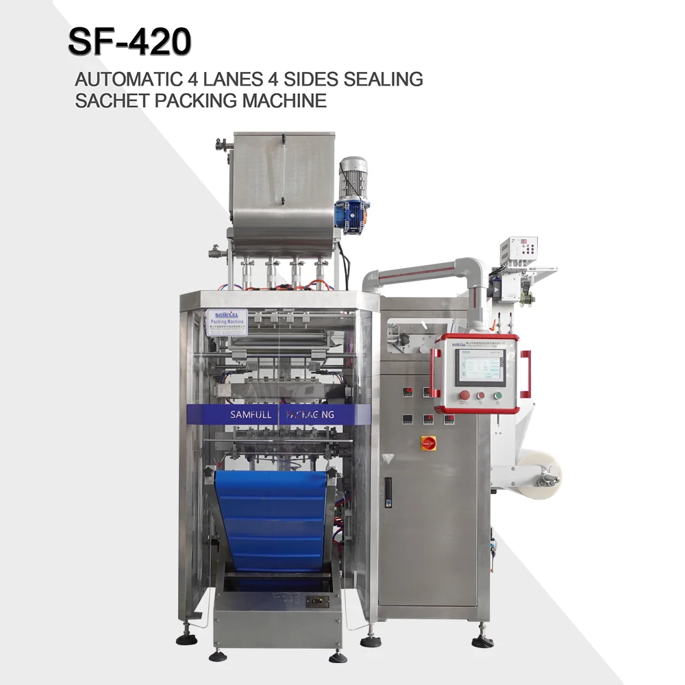 Vertical 4 Sides Seal Bag Ketchup Ice Candy Ice Lolly Filling Machine Multilane Liquid Sachet