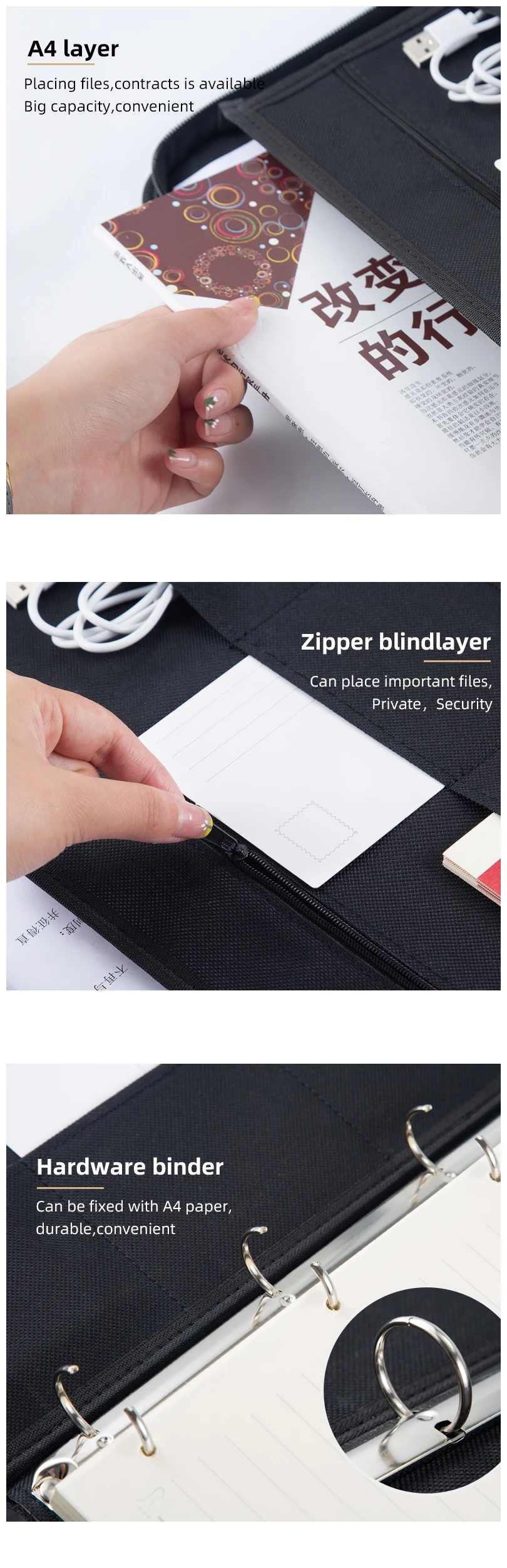 Road Map Pattern Zipper Folder A4 Custom Document Map - Durable Oxford Fabric Portfolio