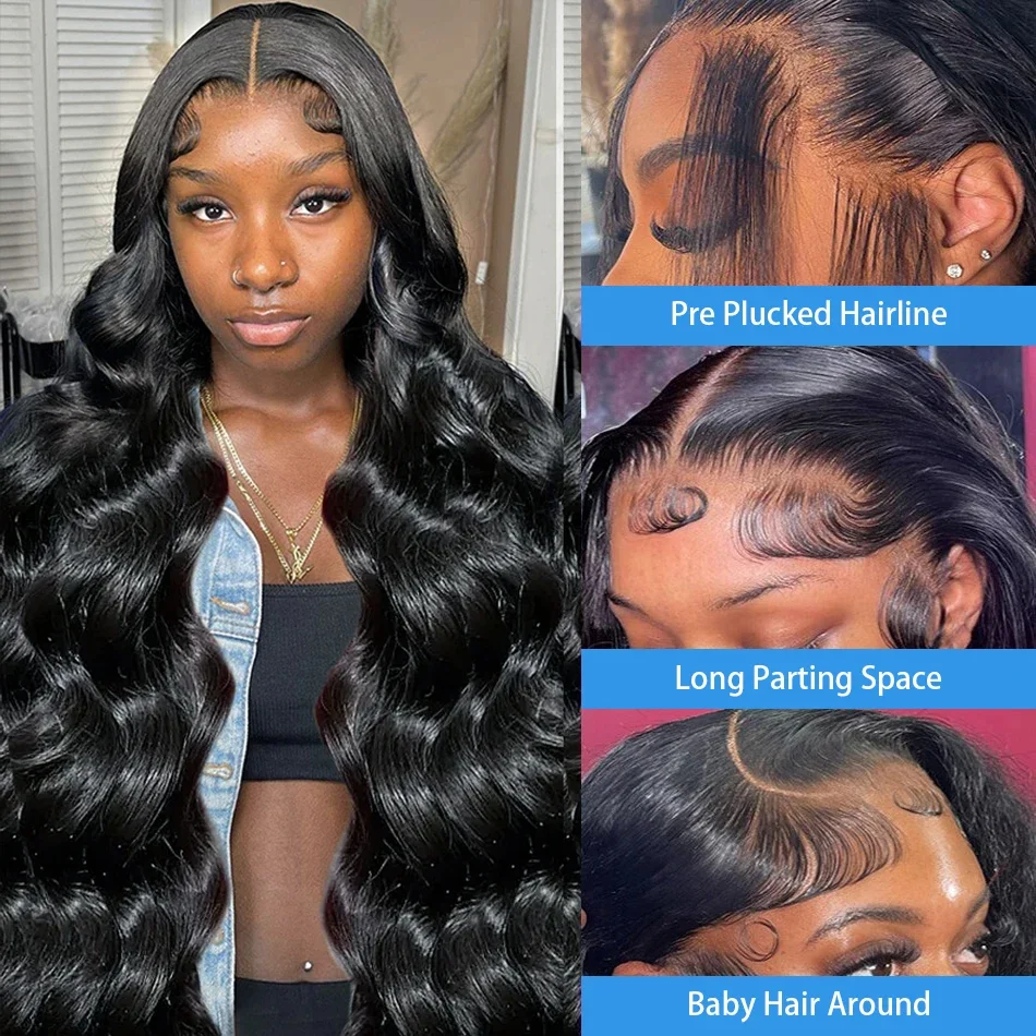 HD Transparent Lace Front Perücke Body Wave Brasilianisches Remy Echthaar 200 Dichte Lace Frontal Perücke Für Frauen 32 Zoll_voghion.com