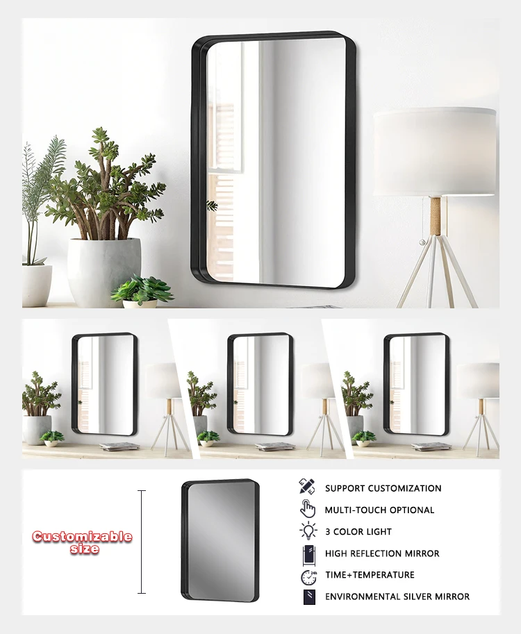 product modern glass framed mirror dressing mirror bathroom mirror wall mirror minimalist elegant stylish-7