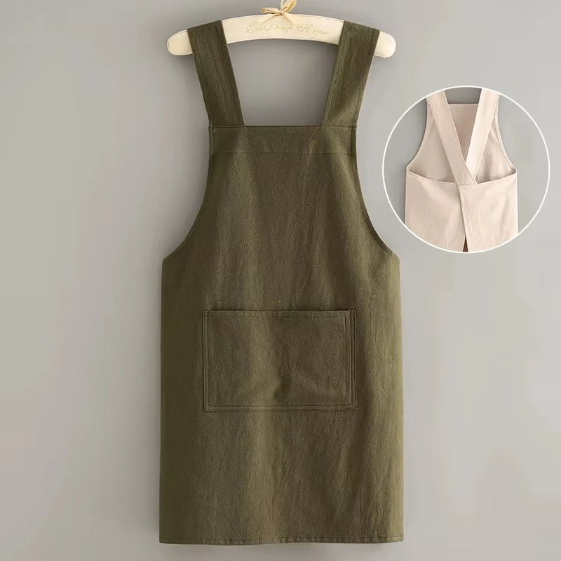 Solid Color Men Women Custom Logo Oilproof Waterproof Apron Sleeveless Aprons Kitchen Cooking Restaurant Bib Apron with Pocket