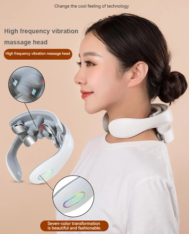2023 Electric Pulse Ems Cervical Neck And Shoulder Massager Relaxer Kneading Vibration Heating