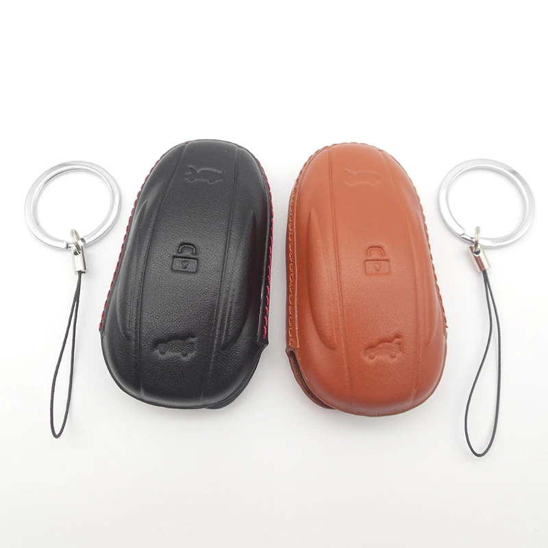 US Leather Car Smart Remote Key Fob Case Holder Cover Fit For Tesla Model X S 