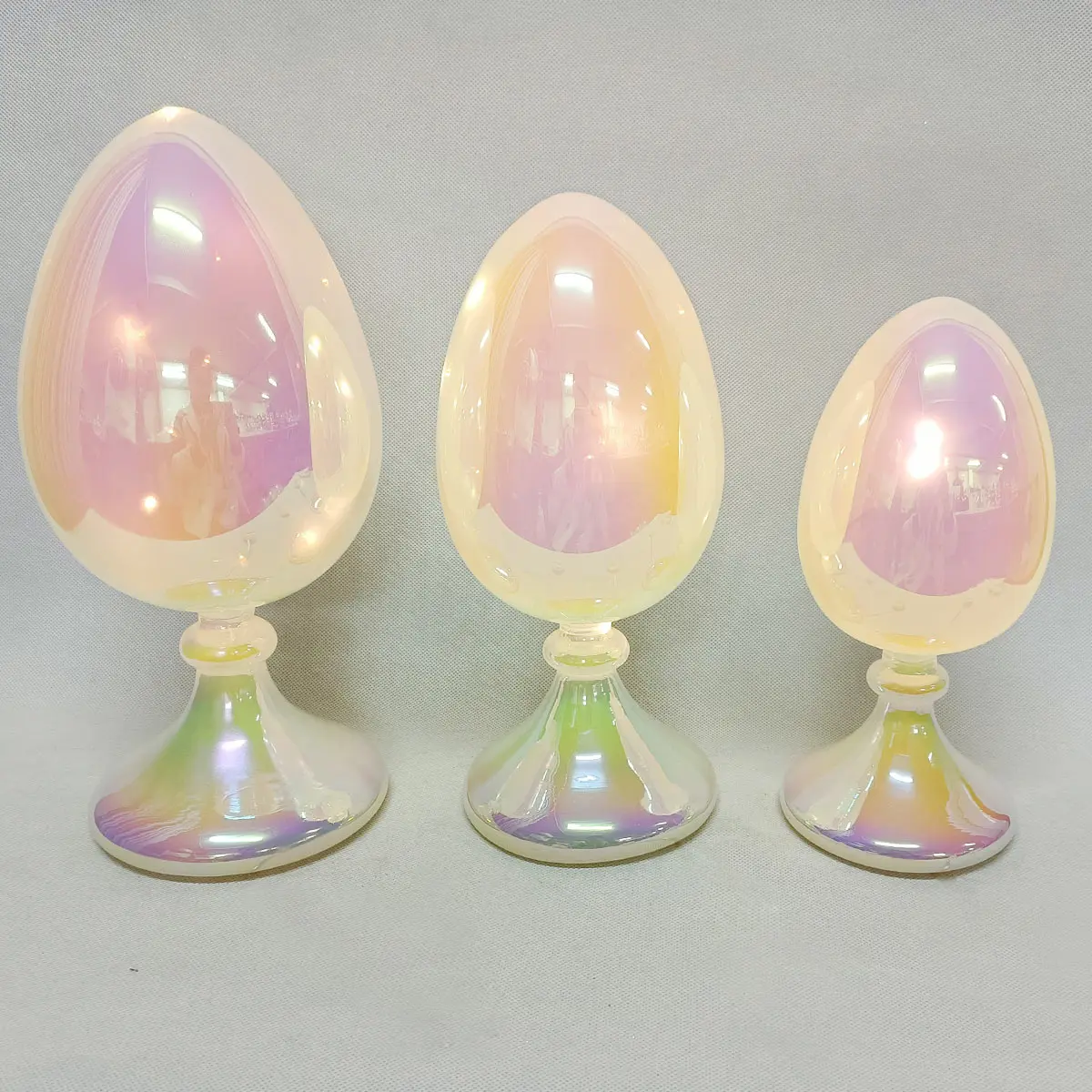 Wholesale handmade led light up easter day gifts decorative hand blown glass easter set egg holiday home decorations indoor details