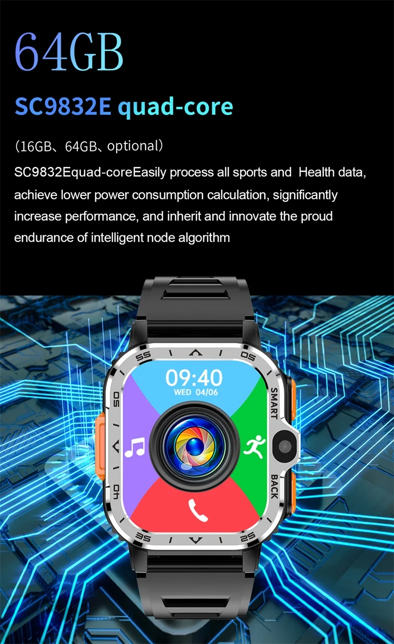 PGD Smart Watch 4G Android 8.1 1.99" Screen Waterproof Video Phone Call Wifi GPS Camera Reloj Smartwatch 2023
