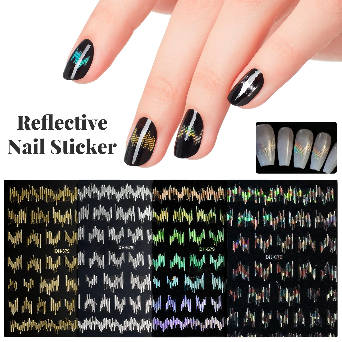 Silver Gold 3D Nail Sticker Curve Stripe Lines Nails Stickers Gradient Laser Holographic Manicure Decals Liner Nail Sticker supplier