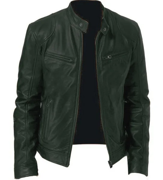 2024 PU Leather Zipper Men Spring Autumn Coat Men's Fashion Stand Collar Slim Casual Tops Jacket_voghion.com