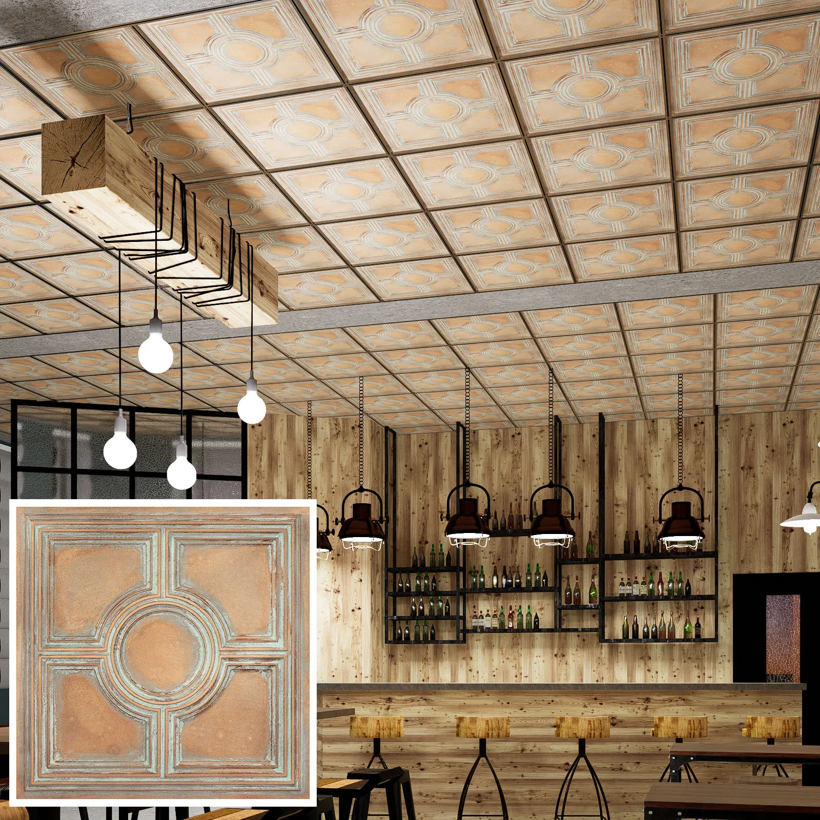 Antique Suspended Ceiling Tiles Embossed Ceiling Panels Wall Decor for ...