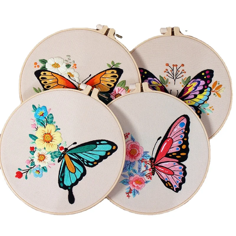 Smart-Feather Kit da ricamo floreale per principianti, kit di pratica per ricamo per adulti con cerchio, kit fai da te per progetti artistici fai da te (punti fiori