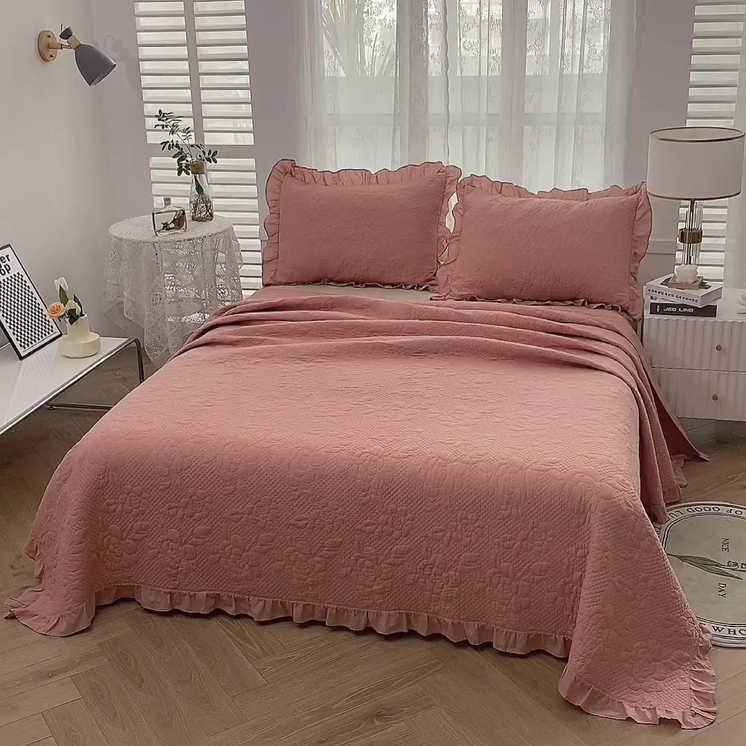 100% polyester solid color with quilting bedding comforter set